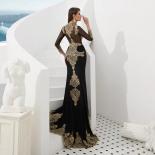 Elegant Beaded Embroidery Black Evening Dresses  Long Sleeve Abendkleider Dubai Formal Gown Mermaid Dress Robe De Soiree