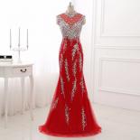 Luxury Lace Evening Dresses Mermaid  New Arrival Beaded Beads Crystal Sheer Neck Formal Occasion Prom Party Gownevening 