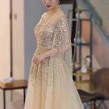 Dubai Arabia Beading Evening Dresses  With Cape Sleeves Luxury Formal Dress Gowns For Woman  Evening Dresses
