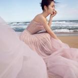Luxury Beading Pink Dubai Evening Dress With Feather Strapless Arabic Wedding Party Gowns Women Elegant Formal Prom Dres