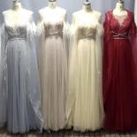 Dubai Arabia Evening Dresses  With Detachable Shawl Silver Grey Luxury Feathers Cape Beading Formal Gown  Evening Dresse
