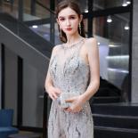 Jumpsuit Evening Dresses New Arrival Lace Beaded Crystal Oneck Backless Dress Party For Women  Evening Dresses