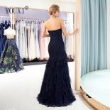 Elegant Navy Blue Evening Dresses  Sweetheart Long Formal Dubai Ruffle Gown Floor Length Lace Up Back  Evening Dresses