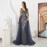 Luxury Grey Mermaid Evening Dresses 2022 New  Burgundy Beaded Beading Crystal Long Evening Formal Prom Gownevening Dress
