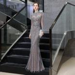 Mermaid Luxury Crystal Long Evening Dress  Dubai Evening Dresses Long Sleeves  Evening Dresses  