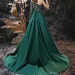 Evening Dresses One Shoulder Robe De Soiree Green Sequin Moroccan Kaftan Formal Prom Party Gown