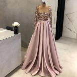 Luxury Long Sleeve Evening Dresses For Women Sweetheart Satin And Sequin Prom Party Gown Robes De Soirée