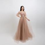 Gorgeous Evening Dresses 2023 With Sleeves Dusty Pink Tulle Beaded Crystal Formal Occasion Prom Party Gownevening Dresse