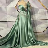 Gorgeous Satin Dresses For Women Exquisite One Shoulder Sleeve Mopping Long Evening Dresses Party  Backless Elegant Gown