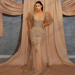 Women Elegant Evening Dresses Puff Long Sleeve  Lace Applique Exquisite Off Shoulder V Neck Ruched Floor Length Slim 202