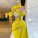 Luxurious Yellow Merrmaid Formal Evening Dresses Long Train Beaded Prom Gowns Saudi Arabia Celebrity Party Gowns Vestido
