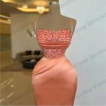 2023 Orange Mermaid Prom Dresses Beading Spaghetti Strap Evening Gowns Floor Length Saudi Arabia Party Vestidos Para Eve