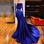 Royal Blue Women's Evening Dresses Long Sleeve Mermaid Arab Dubai Princess Prom Gowns Formal Fashion Celebrity Beaded St