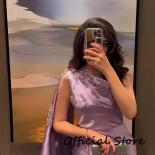 2023 Lavender Women's Evening Dresses Satin Mermaid Sleeveless Princess Prom Gowns Formal Fashion Celebrity Party Robe V
