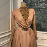 Fashion High Neck A Line Prom Dresses 2023 Abendkleider Sparkly Crystals Robe De Soirée Femme Evening Gowns Long Sleeve