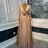 Fashion High Neck A Line Prom Dresses 2023 Abendkleider Sparkly Crystals Robe De Soirée Femme Evening Gowns Long Sleeve