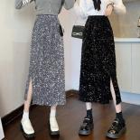 Silver Black Sequin Skirt Women Elegant Vintage Punk Evening Dress Slit  Summer Long Skirt High Waist Midi Skirts For Wo