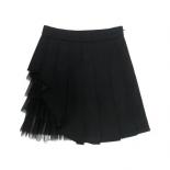 שחור לבן שחור חצאית קפלים מותן גבוה רשת bodycon y2k faldas mujer moda קז'ואל סלסול ג'ופ חצאית טול לנשים femme