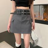 ملابس Y2k على طراز البضائع Jupe Harajuku بدلات رمادية صغيرة Faldas Mujer Moda 2023 تنانير ضيقة على الورك باللون الأسود تنانير Ro