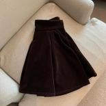 High Waist A Line Pleated Skirt Umbrella Vintage Slim Black Velvet Cake Skirts Mini Faldas Mujer Moda 2023 Y2k Skirt Puf