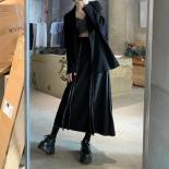 Midi Skirt Vintage Black Skirt Women's Open Line A Line Autumn High Waist Loose Fit 2023 Long Skirts Y2k Clothes Faldas 