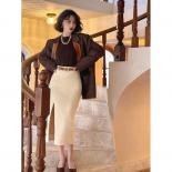 Vintage Women's Skirt Side Slit Midi Skirts A Line Hight Waist Sashes Elegant  Fashion Corduroy Black Skirt Faldas Larga