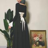 Skirts For Women 2023 Vintage Back Bandage Waist Faldas Largas Y2k Clothes Midi Black Skirt Pleated Spring Autumn New Ca