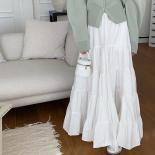 Casual Simple High Waist College Style Large White Cake Skirt Women Wild Pleated Skirt Faldas Largas Midi Long Spring  Y