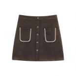 Faldas Mujer Moda 2023 Slim Retro Women's High Waist Solid Black Short Skirt A Line Wrapped Hip Pocket Half Woolen Skirt