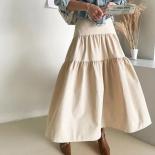 Long Skirts For Women Faldas Mujer Moda 2023 Casual Style High Waist Pleated Umbrella Skirts Vintage Spring Jupe Faldas 