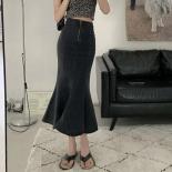 Faldas Mujer Moda Vintage Wrap Hip High Waist Black Denim Skirts Women Mermaid Split Plus Size Streetwear Trumpet Wild  