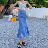 Faldas Mujer Moda Vintage Wrap Hip High Waist Black Denim Skirts Women Mermaid Split Plus Size Streetwear Trumpet Wild  