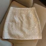 Black White Mini Buttock Wrapped Pink Sequin Skirt For Women Y2k Jupe  Faldas Vintage Harajuku Sense Design Slim Spring