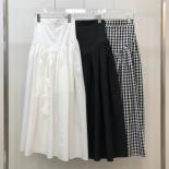 Preppy Style Midi Faldas Mujer Moda Swing Vintage High Waisted Black Plaid Skirts Y2k Clothes Black White New Skirts For