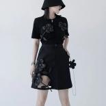 Black Cut Out Patchwork Floral Mini Skirt For Women High Waist  2023 Short Skirts Female Summer Clothing New Faldas Muje