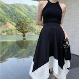 Swing Black White Contrast Pleated Skirt Women Clothing Vintage Faldas Mujer Moda 2023 High Waist Hip A Line Autumn Midi