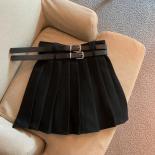 Faldas Mujer Moda Black Short Skirt Double Belt High Waist Slim A Line Grey Pleated Skirt Women  Wild Y2k Clothes Fall