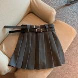 Faldas Mujer Moda Black Short Skirt Double Belt High Waist Slim A Line Grey Pleated Skirt Women  Wild Y2k Clothes Fall