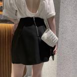  High Waist Wild Faldas Jupe Short Puffy Pocket Black Skirts For Women Wild Y2k White Casual Suit Skirt Work Style Chic