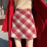 Vintage Plaid Skirt Women's Autumn Winter New Fashion High Waisted Slim Midi Hot Sale A Line Skirts