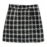 Fall Winter Plaid Skirt Womens High Waist Vintage Thick Glitter Mini Tweed Skirt Saia Feminina Slim A Line Pencil Skirts