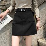 2023 Autumn Winter New Casual Popular Oxford Fabric Halfskirt High Waist A Line Wrapped Hip Shorts Skirt Pocket Belt Tre