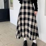 Goth Casual Women Midi Skirts Plaid Gothic Punk High Slim Long Skirt Y2k  Fashion Streetwear Clothes 2023