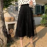 Women Clothes 2023 Autumn Winter New Retro Pleated Skirt Versatile Lace Side High Waisted Mid Length A Line Skirts