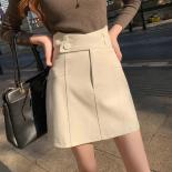 A Line Pu Leather Mini Skirt Women  High Waist Bodycon Short Skirts  Ladies Office Slim Pencil Skirts