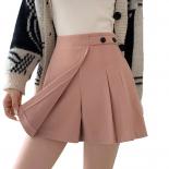 Outono inverno moda pantkirt feminino versátil lazer perna larga shorts fora usar cilindro reto uma linha plissado sk