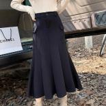 Mid Length Knitted Skirt 2023 Autumn And Winter New  High Waist Slim Versatile Casual Wrapped Hip Fishtail Skirts