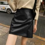  Style High Waisted Pu Leather Short Skirt Autumn Winter 2023 Versatile Sense Of Design Split Irregular A Line Skirts
