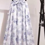 Falda larga de mujer para Primavera Verano 2023, estilo femenino, falda a media pierna de cintura alta de gasa blanca y negra pa