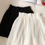 Solid Chiffon Summer Shorts Skirt Women 2023 Fashion  Elastic Waist Pleated Mini Skirt Casual Beach Faldas Saias